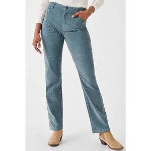 Faherty Pants Stretch Corduroy Julianne Blue Straight Leg Spring Casual Organic